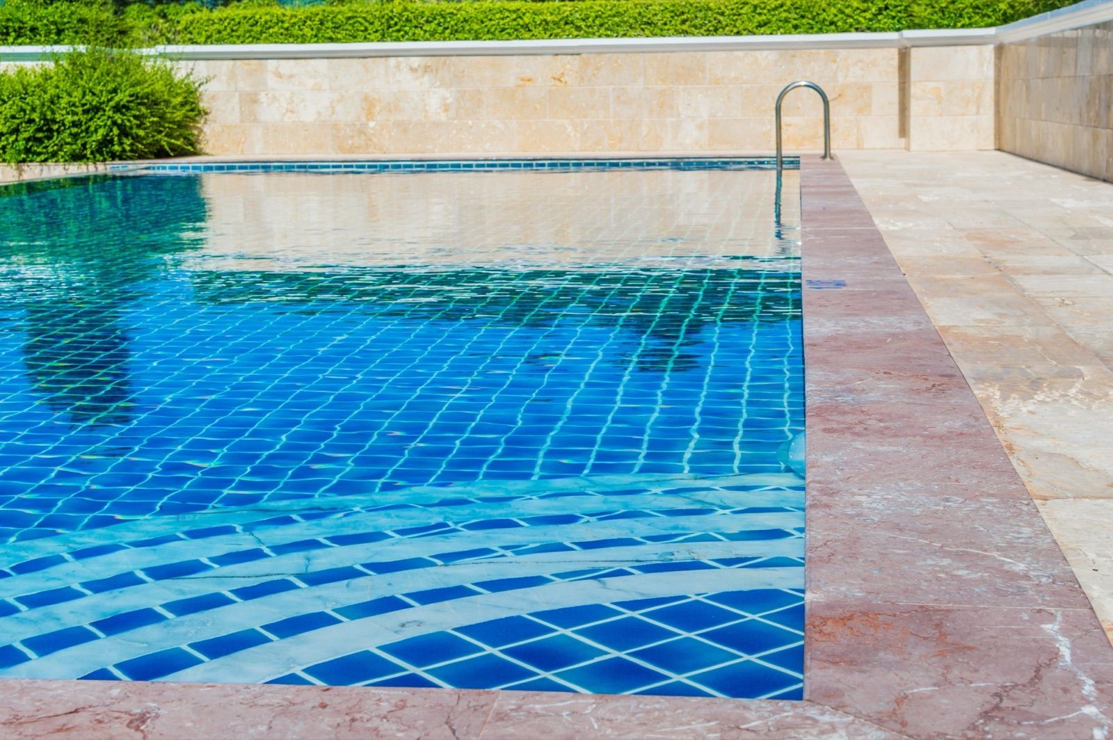 Tiled pool with clear, filtered water
